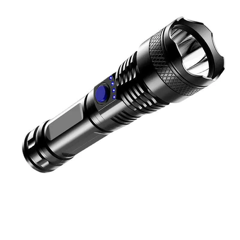 Retractable hiking pole-High Power Led Flashlights Super Bright Strong Light Portable Flashlight Spotlight Light USB Rechargeable Torch Waterproof Torch