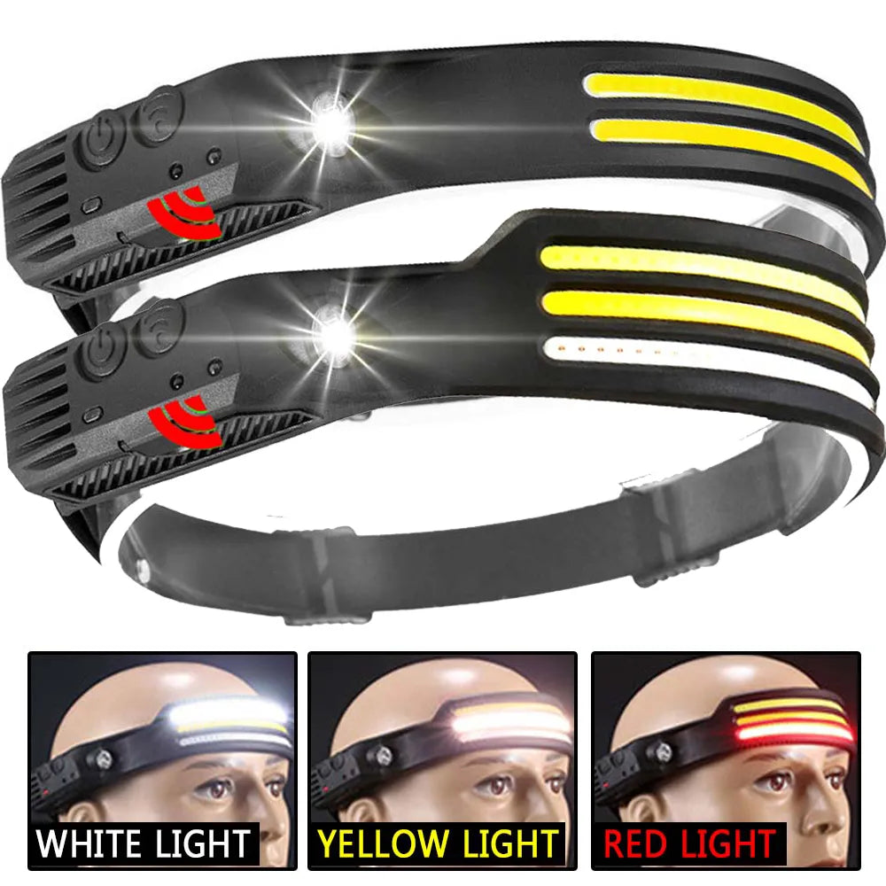 Quick-absorb hiking pullover-LED Headlamp Rechargeable Bright Headlamp Flashlight Motion Sensor Spotlight Lightweight Head Lamp for Camping, Running, Hiking