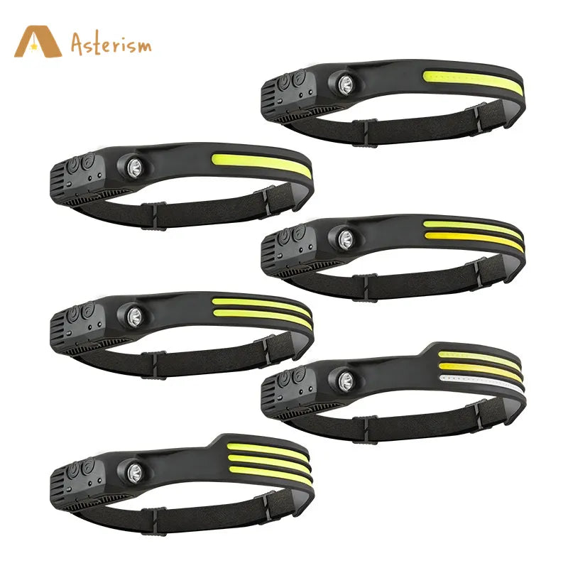 Reflective campsite boundary tape-Headlamps Outdoor LED USB Rechargeable Running Headlamp 230 Degree Illumination Waterproof Head Flashlight Cycling Head Light