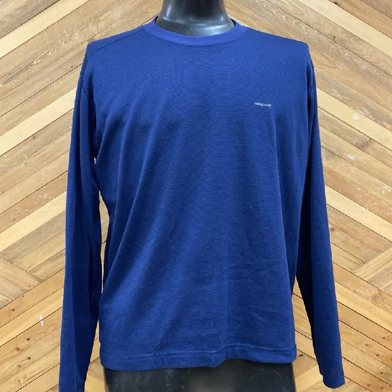 Elasticated camping tie-down strap-Patagonia - Men's Capilene L/S Baselayer Top - MSRP $109: Navy-men-LG