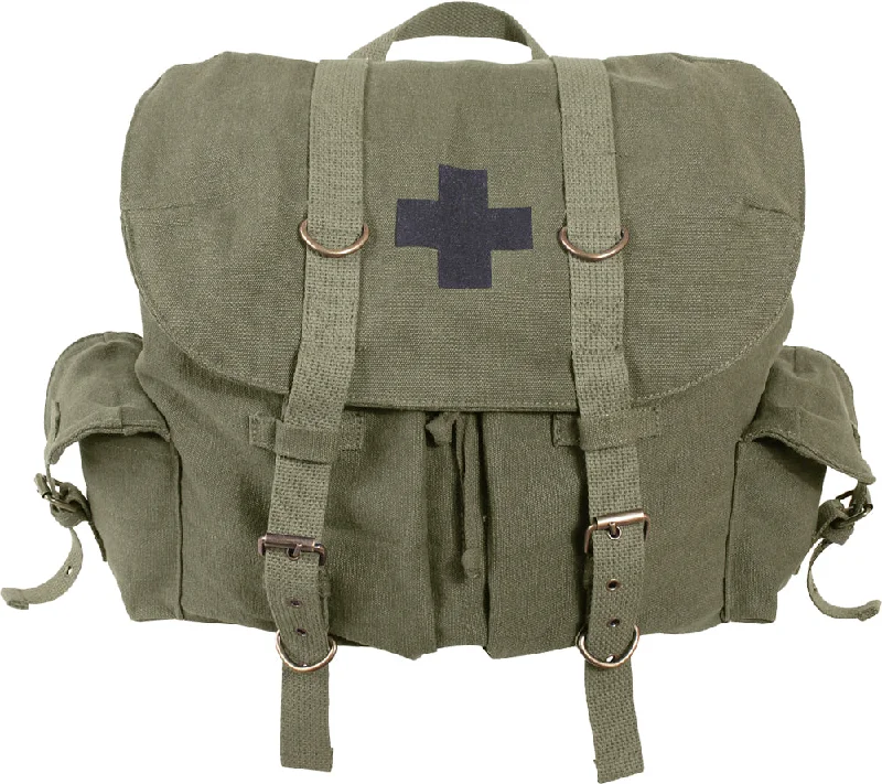 Quick-release heavy-duty hiking strap-Olive Drab Compact Weekender Black Cross Medic Backpack