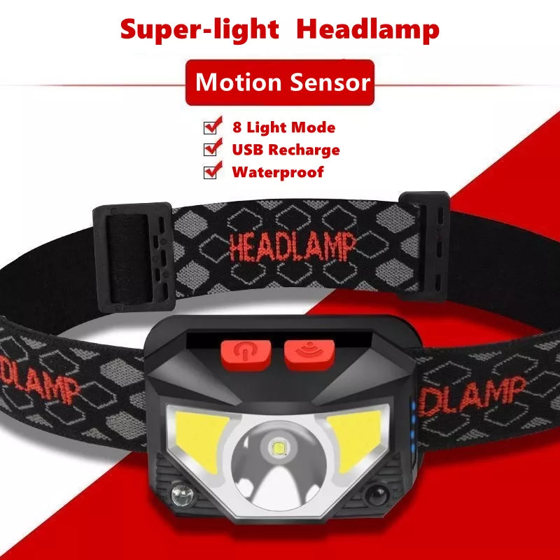 Memory foam trekking insoles-8 Modes Handfress Motion Sensor Powerful LED Headlight headlamp Head Lamp COB Flashlight Torch head light For Camping, fishing