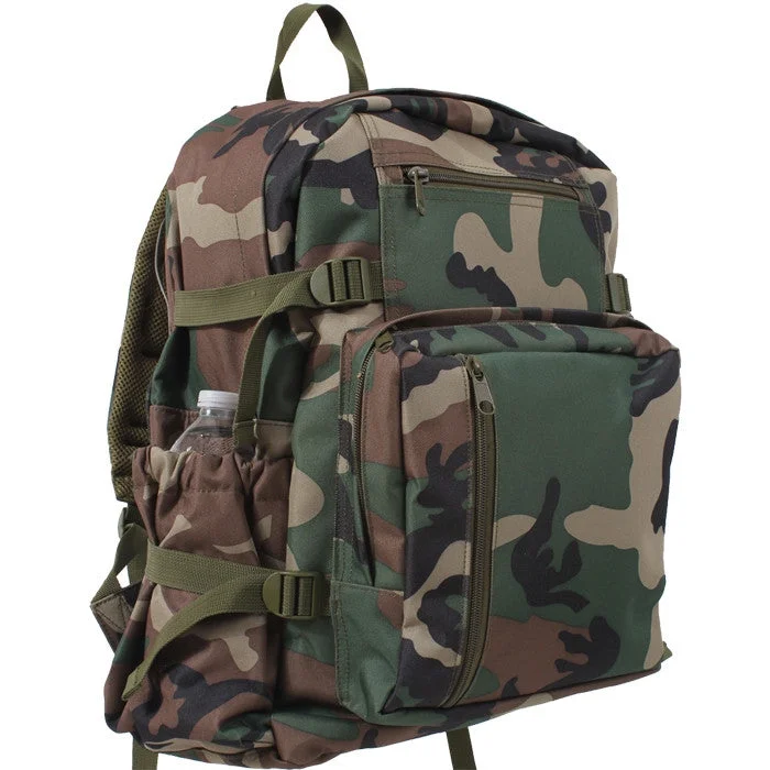 Reflective campsite trail cord-Woodland Camouflage - Military Style Jumbo Backpack