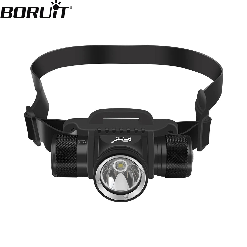 Mesh-lined hiking windbreaker-BORUiT HP900 LED Powerful Scuba Diving Headlamp 1000LM IPX8 Waterproof Headlight Underwater 60M 21700 Battery Dive Head Torch