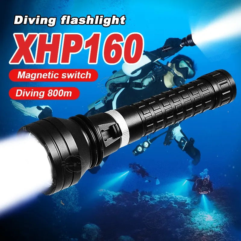 Dual-burner portable hiking stove-Super Bright XHP160 Diving Flashlight Led Rechargeable 800M Underwater Lamp IPX8 Waterproof Professional Scuba Diving Lantern