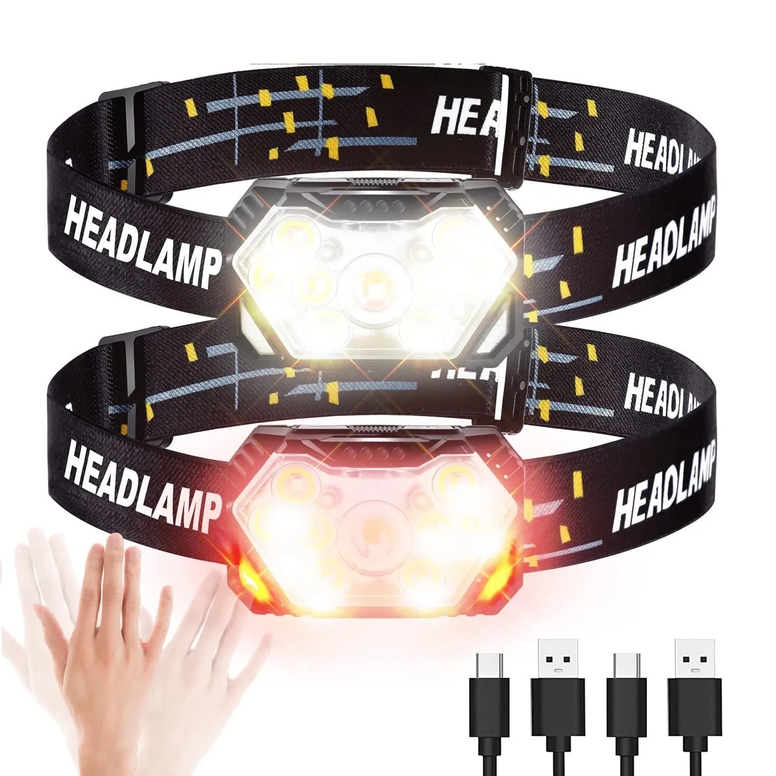 Anti-slip lightweight trekking sandals-9 Led Strong Light Headlamp USB Rechageable Motion Sensor Headlight Portable Fishing Camping Outdoor Head Lamp Work Flashlight