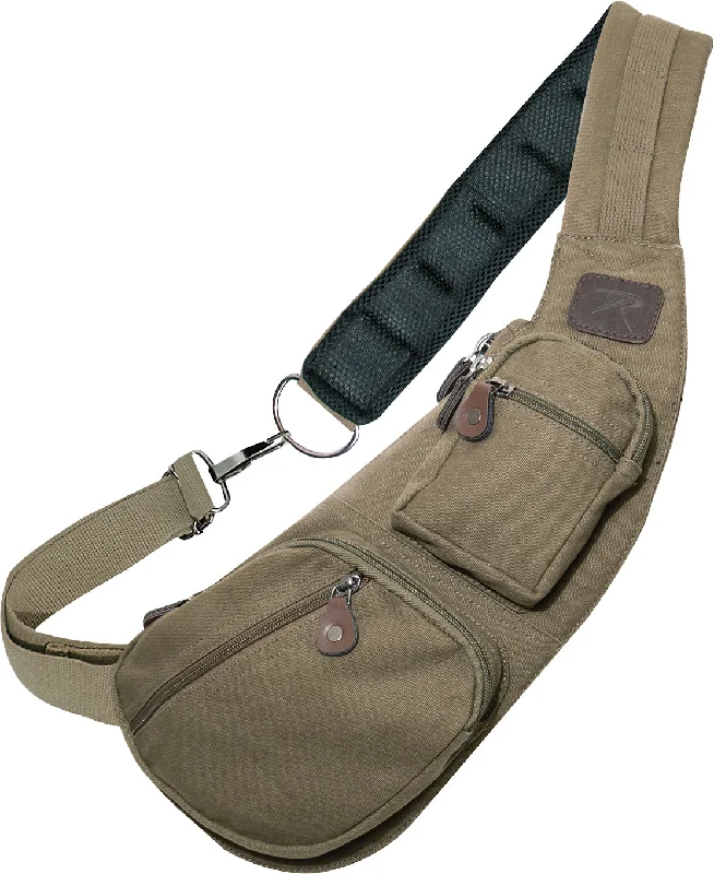 Plush-padded camping socks-Olive Drab - Vintage Crossbody Large Canvas Sling Backpack Bag