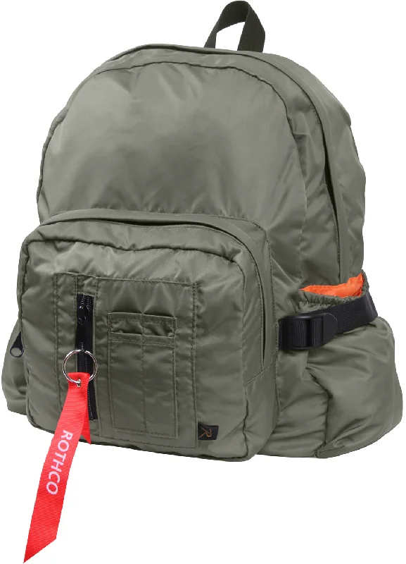 Insulated trekking travel mug-Sage Green - MA-1 Bomber Jacket Mini Backpack with Orange Lining