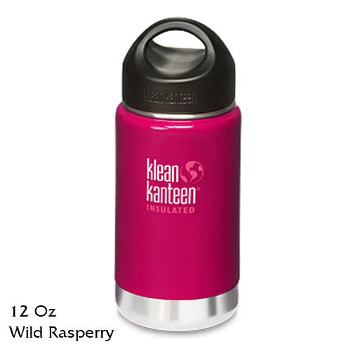 Quick-snap hiking carabiner-Klean Kanteen Insulated Stainless-Steel Wide-Mouth Bottle with Loop-Top Cap - 12 fl. oz.