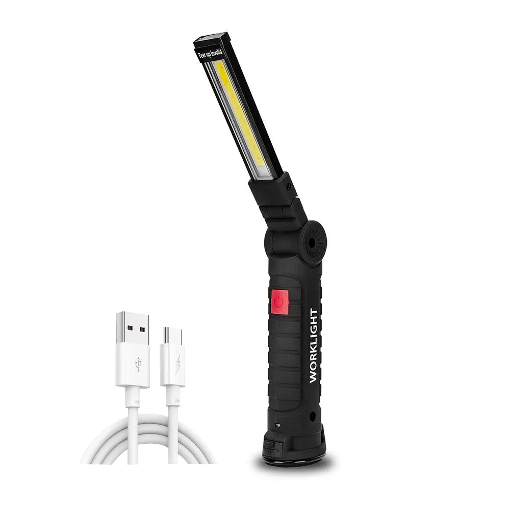 Miniature first aid camping kit-Rechargeable Camping LED Flashlight Work Light with Magnet and Hook IP64 Waterproof 5 Lighting Modes Suitable for Night Work