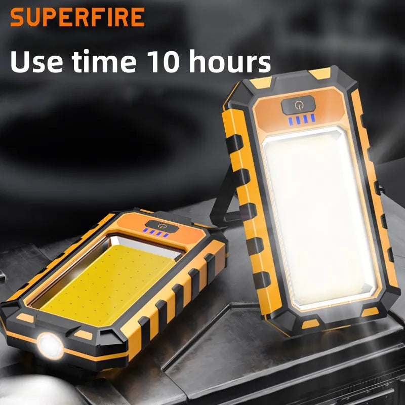 Nesting camping cookware-SUPERFIRE G25 Work Light LED Flashlight COB+XPE Lamp Beads Foldable Power Bank TYPE-C Waterproof with Magnet Powerful Display