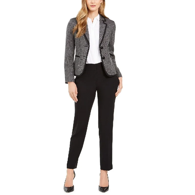 UPF50 hiking long-sleeve shirt-Le Suit Women's Petite Two-Button Contrast-Trim Pantsuit Gray Size 6 P - 12/30/1899 6:00:00 PM