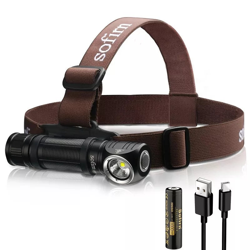 Quick-tightening trekking strap-Sofirn HS40 USB C Rechargeable Headlamp 18650 Super Bright SST40 LED Torch 2000lm Flashlight with 2 Modes Power Indicator