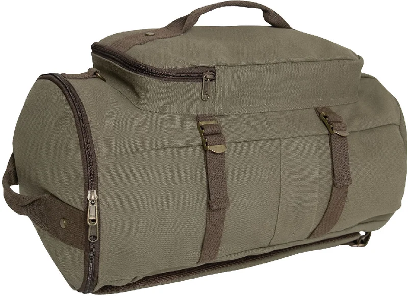 Thermal-sealed camping water mug-Olive Drab/Brown - 19 Inches Convertible Canvas Duffle / Backpack