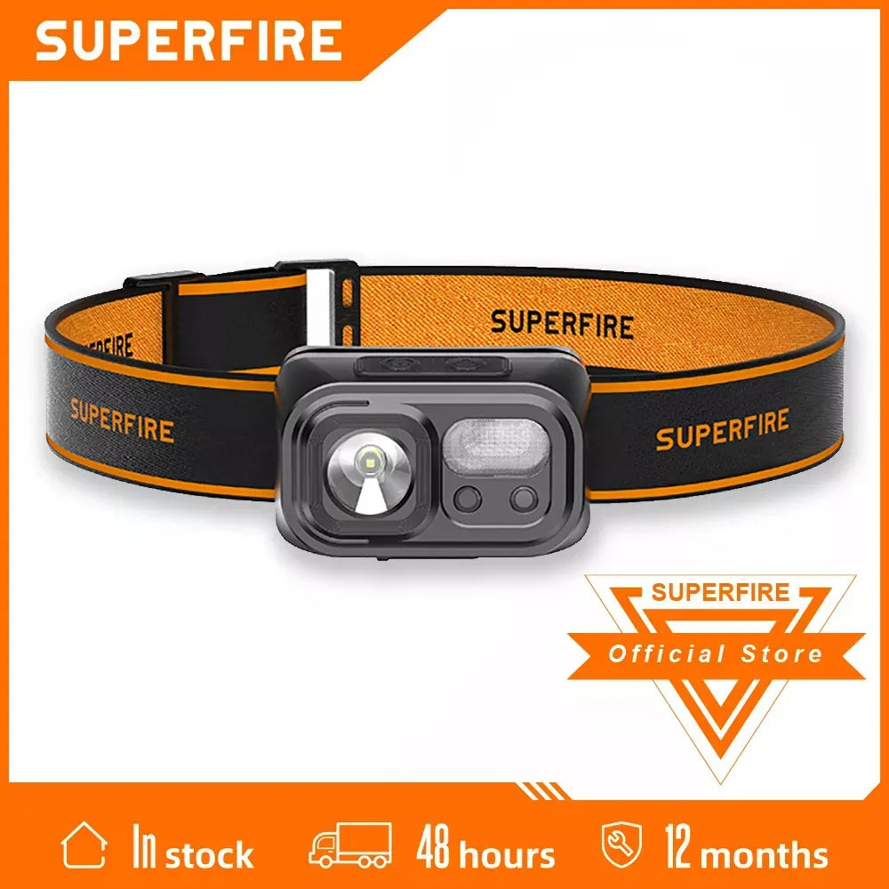 Soft cotton hiking tee-SUPERFIRE HL23 Mini Super Bright LED Headlamp Induction Headlight USB C Rechargeable Portable Head Flashlight Camping Fishing