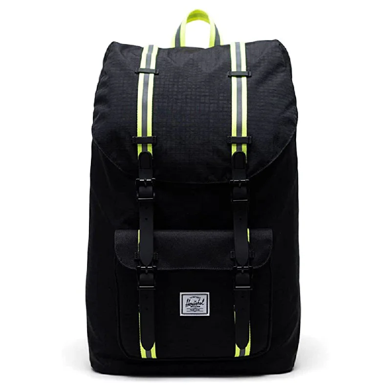 Rechargeable trail perimeter lamp-Herschel Unisex Black Enzyme Ripstop/Black/Safety Yellow One Size Little America Backpack - 10014-04886-OS