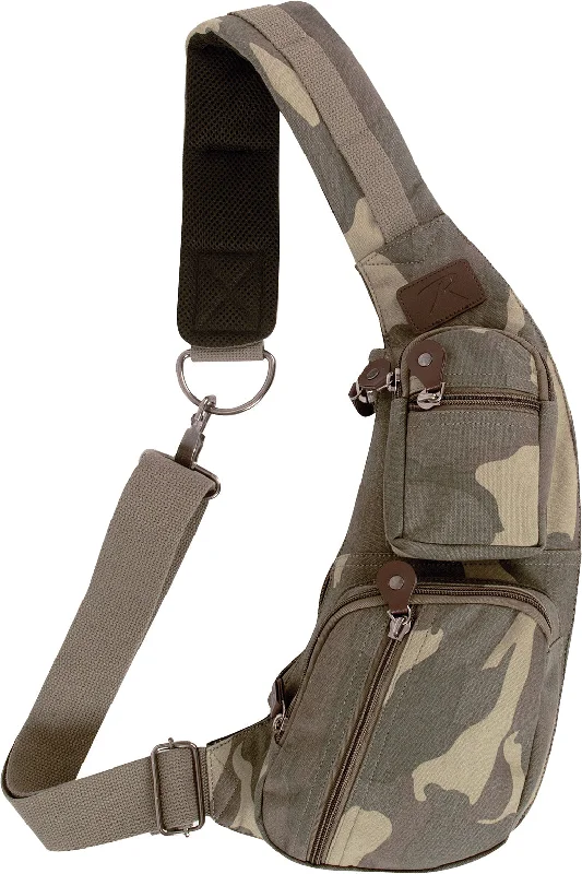 Multi-season hiking mattress-Woodland Camo - Vintage Crossbody Large Canvas Sling Backpack Bag