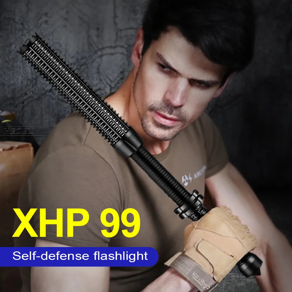 Rechargeable high-lumen flashlight-Newest Powerful XHP99LED Flashlight Super Bright Rechargeable Self Defense Powerful Torch Zoomable Battery 18650 Waterproof Lamp