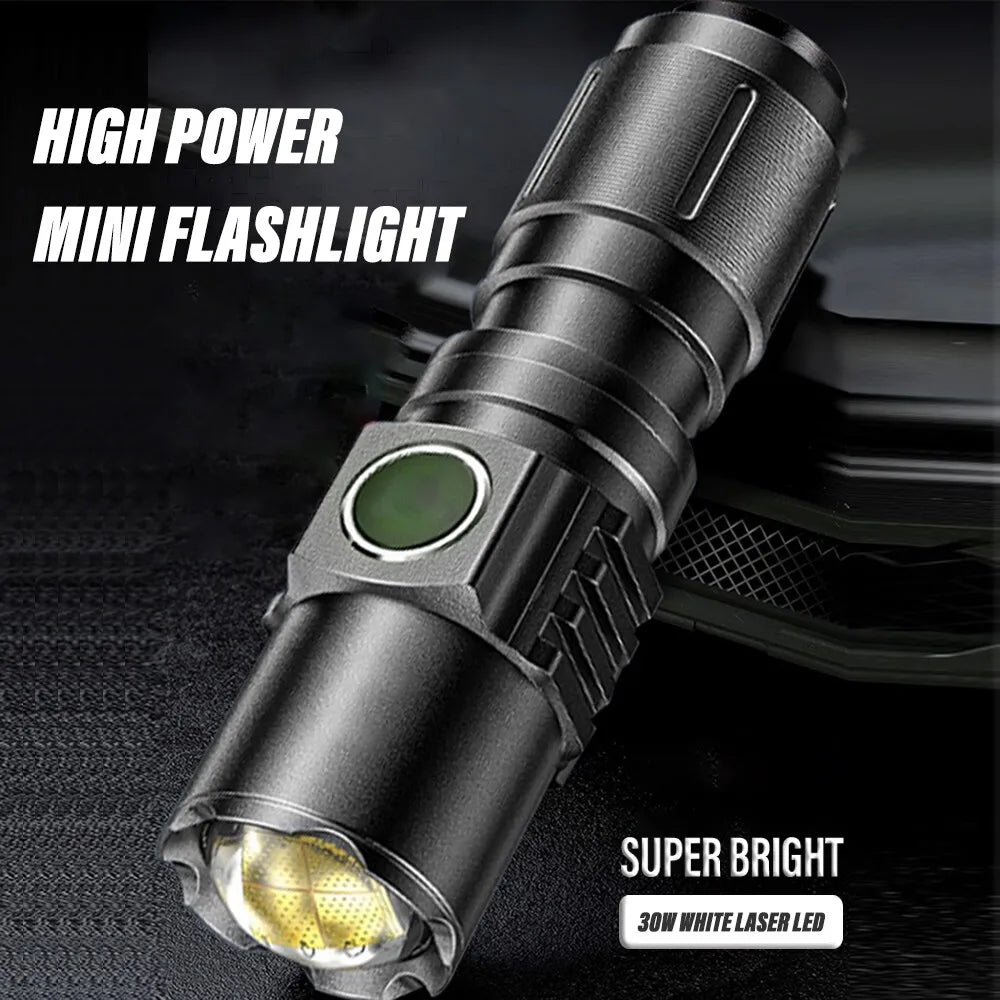 Heavy-duty waterproof dry bag-Powerful LED Flashlight USB Rechargeable Zoom Torch 2000m Long Lighting Distance Spotlight 4 Modes Waterproof Outdoor Lantern