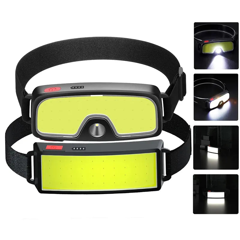 Multi-layer hiking sleep pad-New Upgrade Portable LED Head Lamp Built-in 1200mah Battery COB Headlight USB-C Rechargeable Waterproof Torch Camping Flashlight