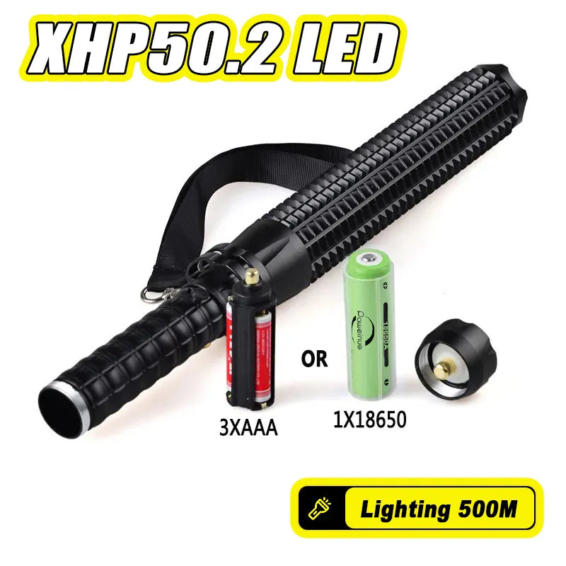 High-strength nylon camping rope-Self Defense Telescopic Zoom Flashlight LED Waterproof Baseball Bat Aluminium Alloy Torch Lamp For Emergency Anti Riot Equipment