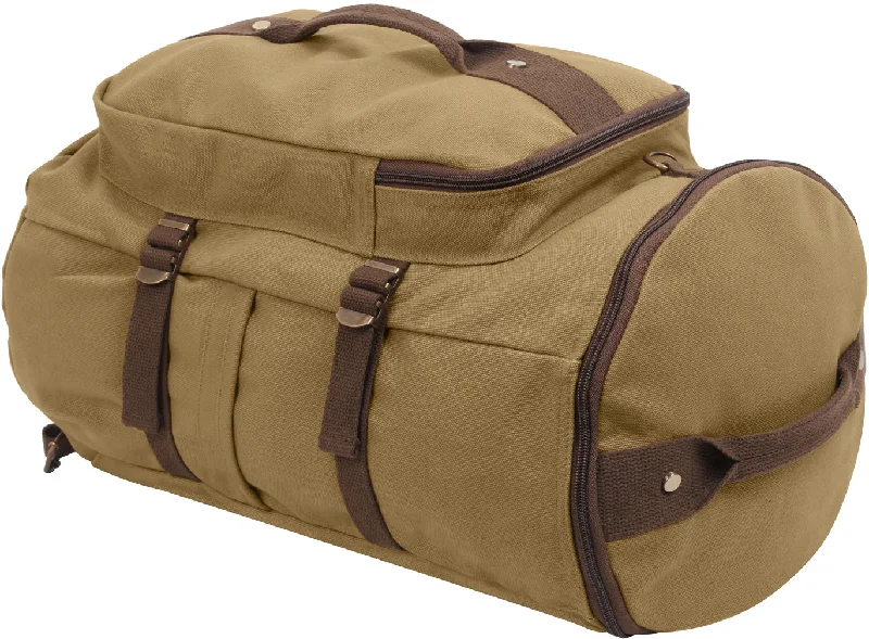 Waterproof hiking khaki shorts-Coyote Brown / Brown - 19 Inches Convertible Canvas Duffle / Backpack