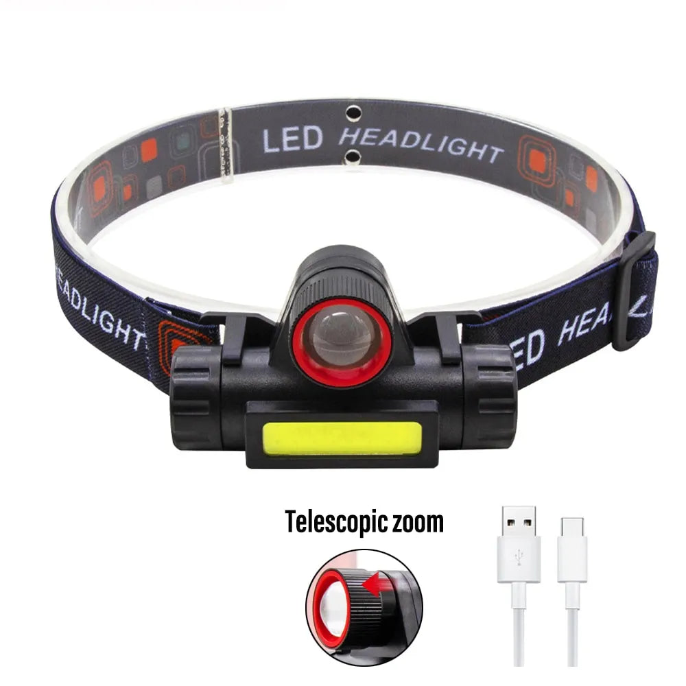 High-compression trekking socks-Rechargeable Fishing LED Headlamp Camping Headlight XPE COB Work Light 2 Lighting Modes With Tail Magnet Detachable