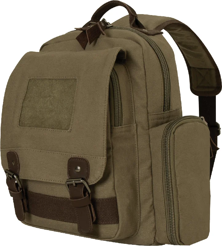 Comfort-enhancing trekking mat-Olive Drab Vintage Canvas Sling Backpack