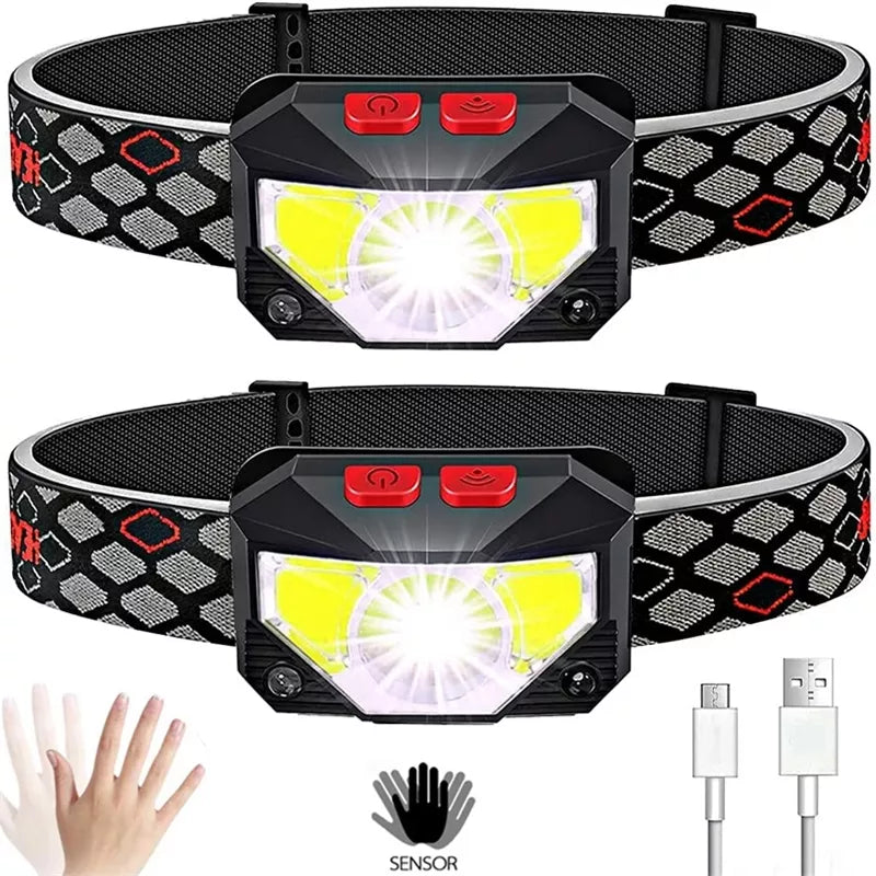 Anti-slip textured camp sandals-2 pack Powerful LED Headlight Sensor Head Light USB Rechargeable Headlamp Head Torch Waterproof Flashlights  for Camping Hiking