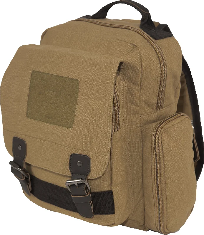 Rechargeable hiking flood lamp-Coyote Brown Vintage Canvas Sling Backpack