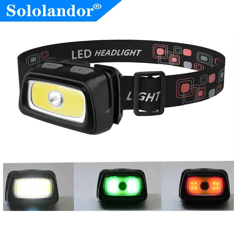 Reflective nylon trail markers-SOLOLANDOR Mini Headlamp 200LM R5 LED Waterproof IPX4 AAA Headlight Red Green 6 Modes Strobe Head Lamp Light Flash Light Torch