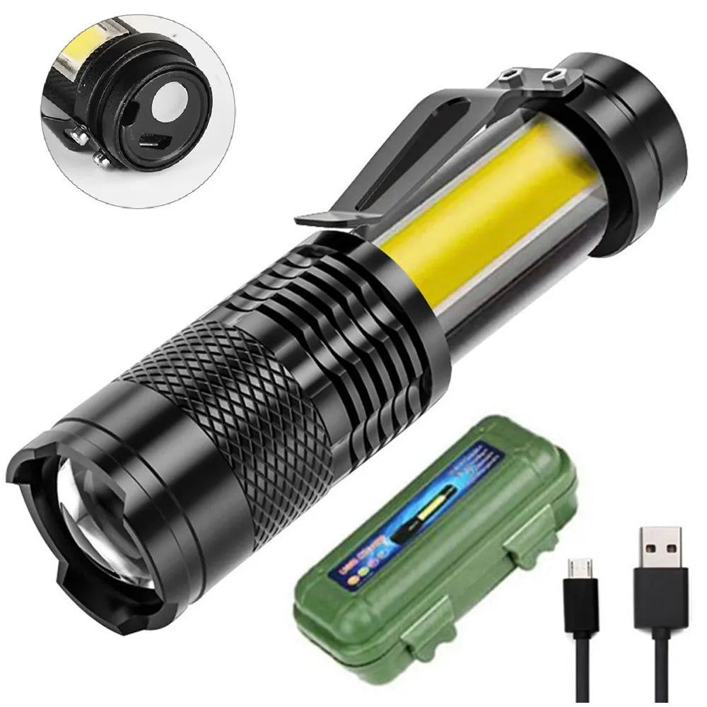 Waterproof camping Bluetooth speaker-3 Lighting Light Torch Z00M USB Rechargeable Dimming COB Mini Strong FlashlightAluminum alloy shell Used for Camping