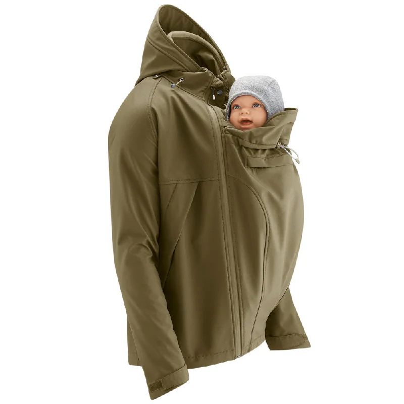 Windproof camping adventure tarp-Mamalila Men's Softshell Allrounder Khaki Babywearing Jacket