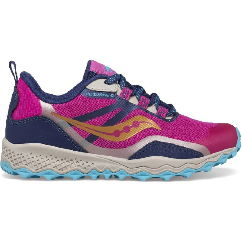 UV-blocking hiking sleeves-Saucony Peregrine 12 Shield Junior Trail Running Shoes - Pink