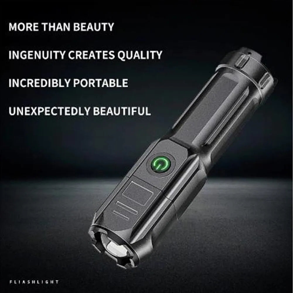 Neon safety hiking vest-LED Flashlight Outdoor Telescopic Zoom Strong Light USB Charging Mini Portable Spotlight Long Range Torch Lamp