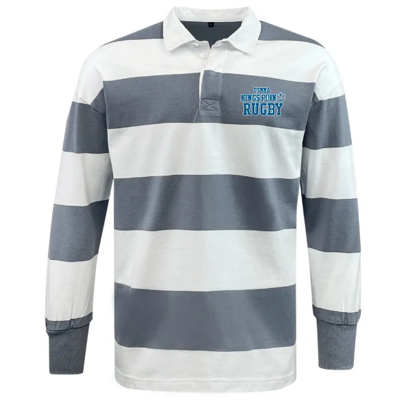 High-grip trail sandals-King's Point Rugby Classic Long Sleeve Hooped Rugby Jersey