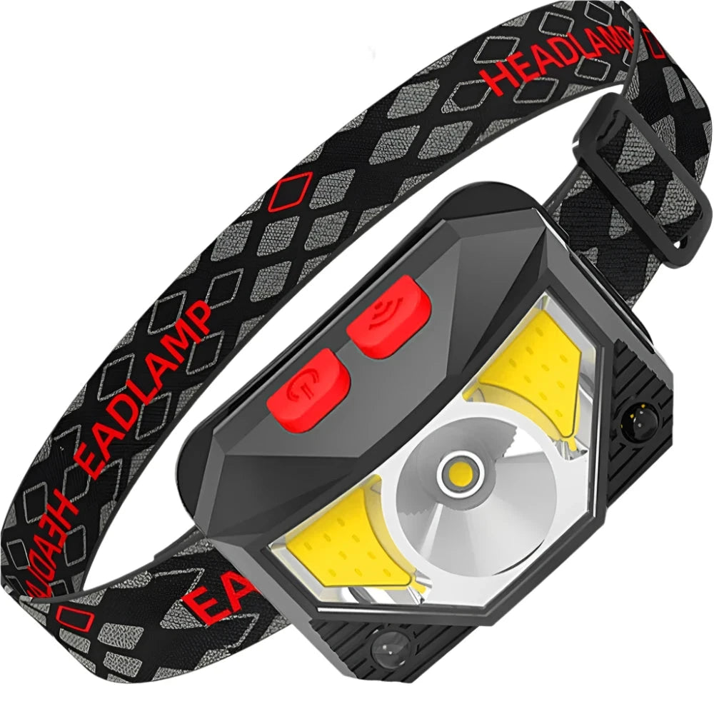 Durable rubber hiking sandals-Rechargeable LED Headlamp Sensor Headlight With COB and LED Beads 8 Lighting Modes White and Red Light Fishing Light