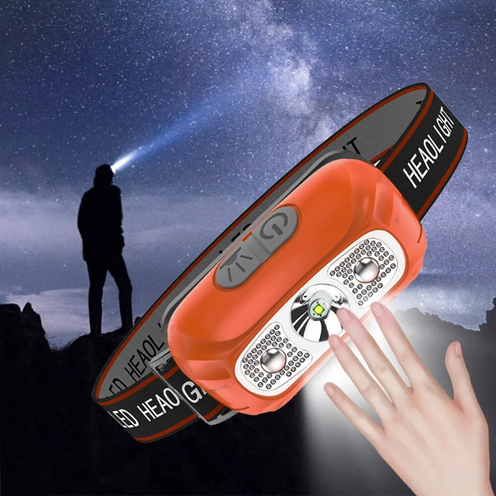 Air-mesh hiking jacket-Intelligent Induction LED Light Long-range Usb Night Fishing Rechargeable Outdoor Head-mounted Flashlight Emergency Light