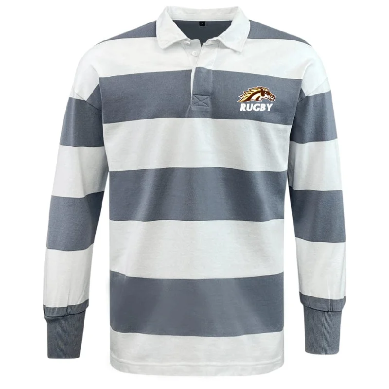 Non-stick trekking frying skillet-Western Michigan University Men's Rugby Classic Long Sleeve Hooped Rugby Jersey