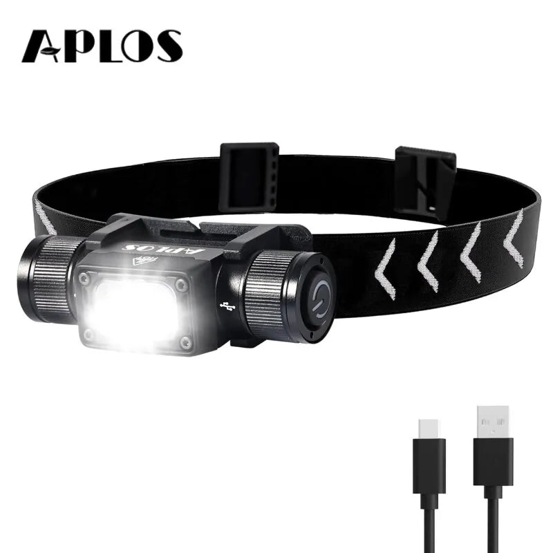 Anti-slip rugged hiking sandals-APLOS H340 Rechargeable LED Mini Headlamp 18650 Flashlight 1500lm 180° Swivel Base with Red Light Mode Strong Light Headlight