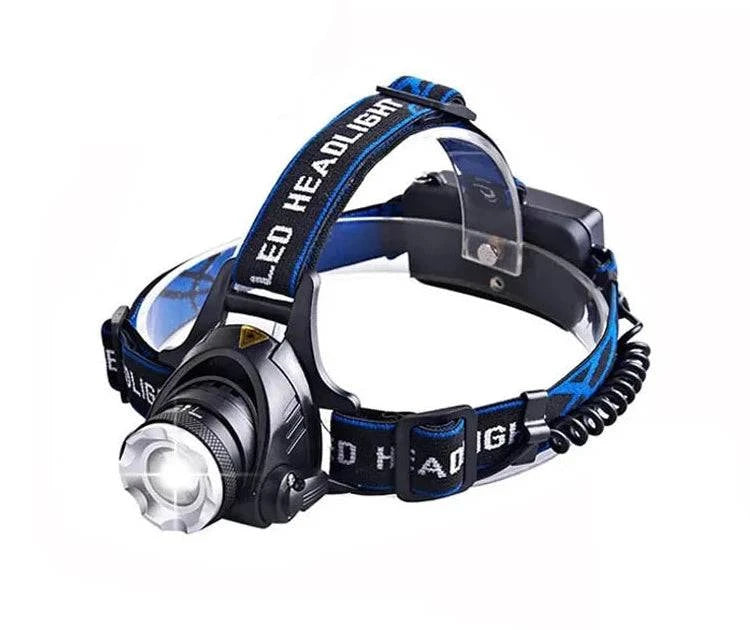 Reflective steel tent stakes-High power LED Headlamp Fishing Headlight 3 Modes Zoomable Waterproof Super bright camping light Powered by 2x18650 batteries