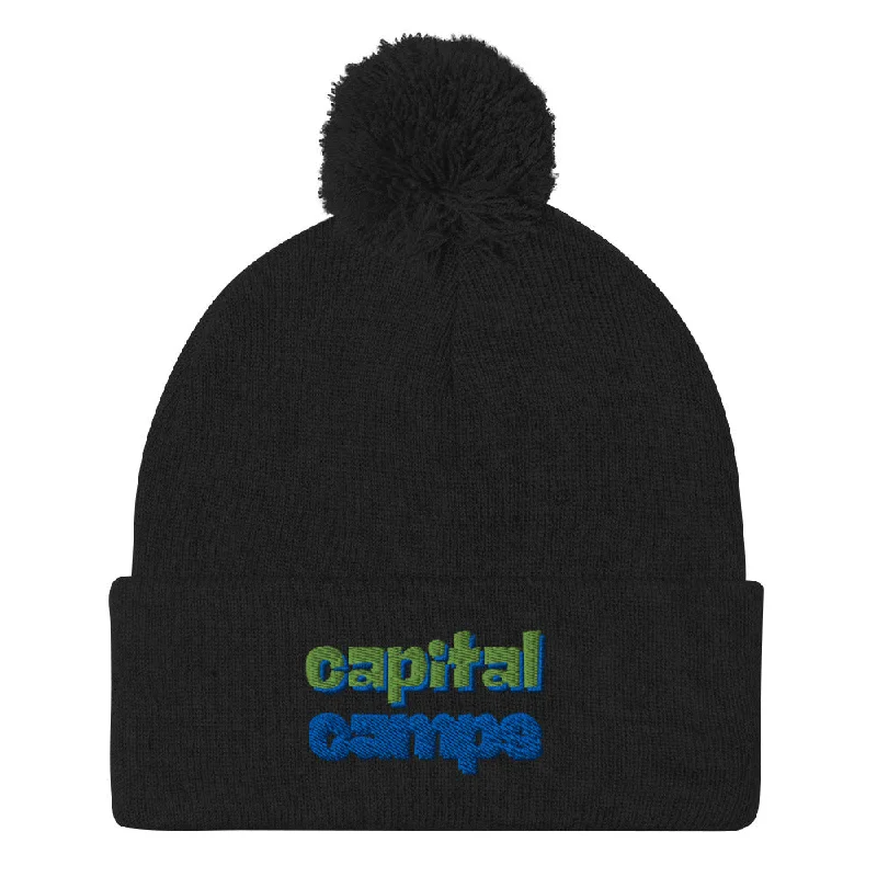 Minimalist trail pack-Capital Camps Pom Pom Knit Beanie - CCRC Green & Blue