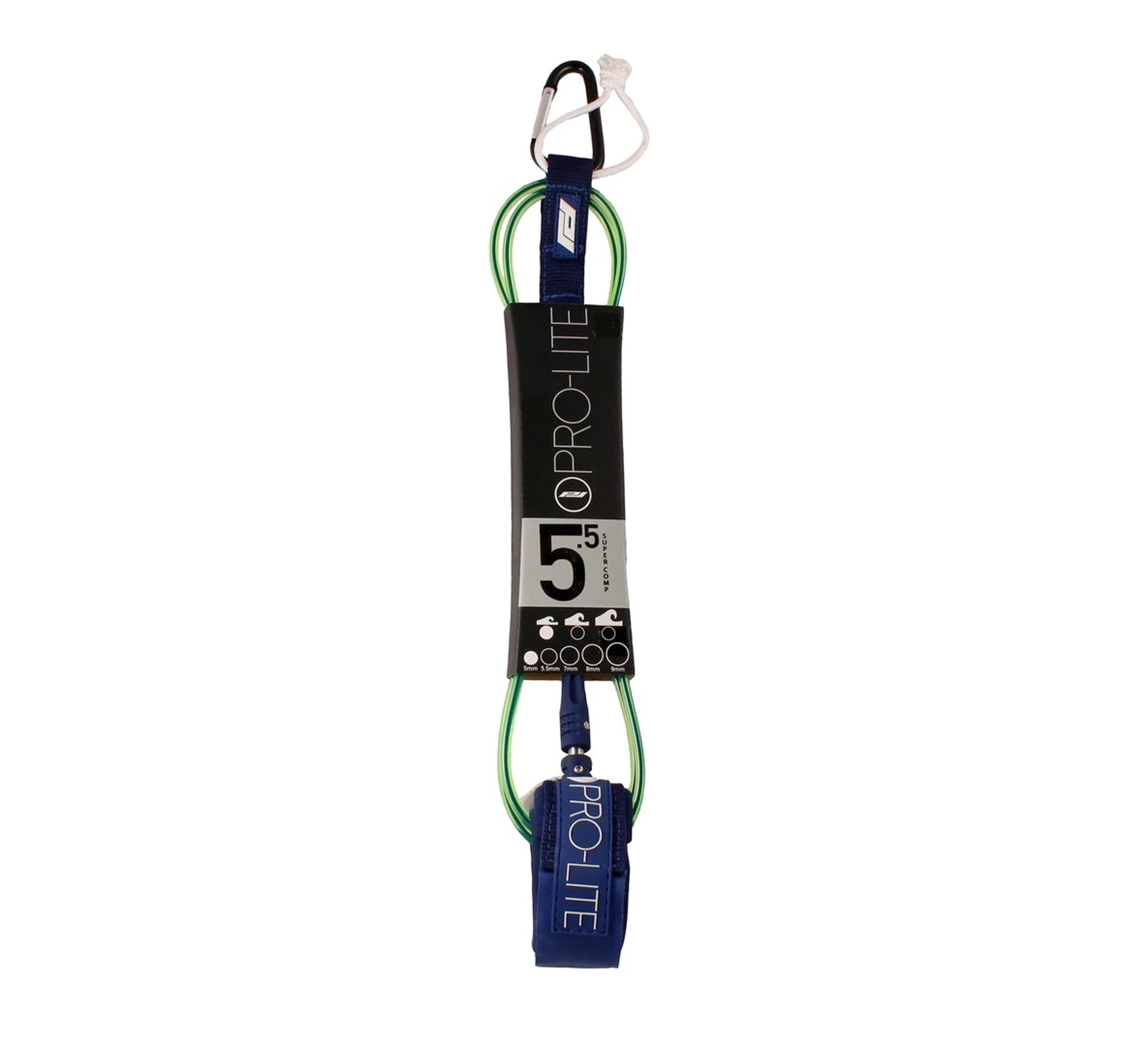 High-impact steel hiking stakes-Pro-Lite 5.5' Super Comp Double Swivel Surfboard Leash - Green/Navy Blue